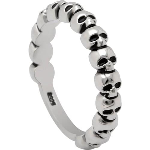 Hainon Newest Design Hiphop/Rock Cocktail Rings Hot Sale Skull Heads Silver Color Men&Women Jewelry Ring