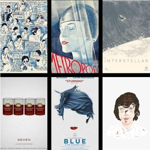 Buy three to send one Classic movie blue minimalism retro kraft poster drawing room decor