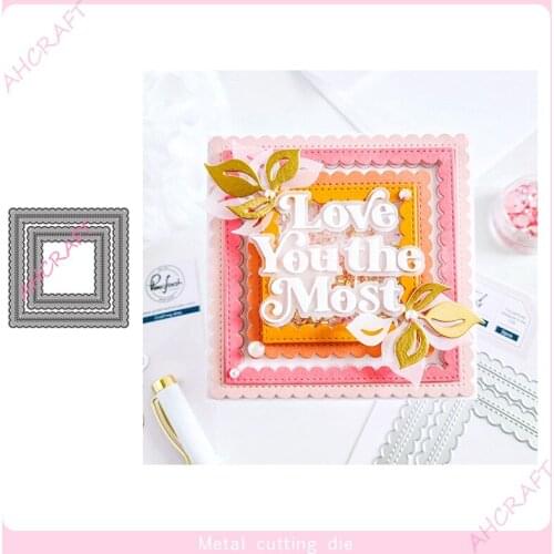 Square shape Frame Metal Cutting Dies for DIY Scrapbooking Photo Album Decorative Embossing Paper Card Crafts Die 2021