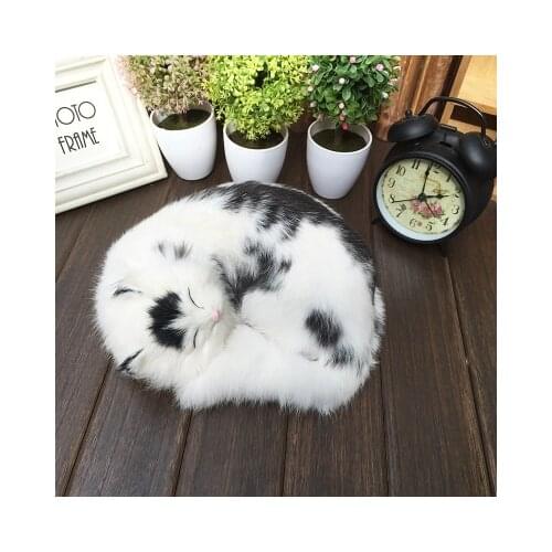 Lovely sleeping cat model 24x20cm,polyethylene& real furs handicraft Figurines&Miniatures decoration toy gift a2951