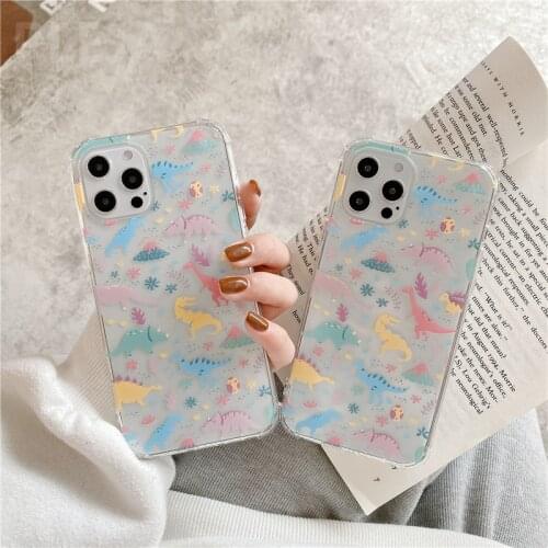 Cute Dinosaur Phone Case For Samsung S21 a21S A30 A40 A50 A70 A71 A51 S9 S10 plus S20 FE Note 20 Ultra 8 9 10 A52 A72 Soft Cover