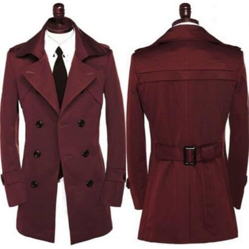 Free shipping 2020 new designer autumn spring slim sexy trench coat men long sleeve mens trench coat clothing red belt S - 9XL