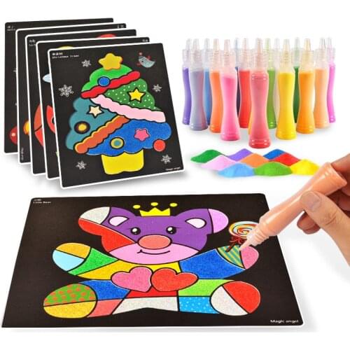 DIY Sand Painting Set Drawing Paper Cards Kit Early Educational Learning Creative Crafts Doodle Drawing Kids Toys