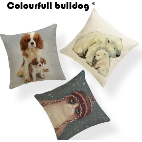 Cavalier King Charles Spaniel Cushions Animal Owl Pillow Cases Nordic Beauty Chair Home Decorative Toss Pillow 17.7Inch Linen