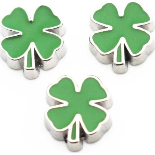 Wholesale 10pcs/lot green Clover Floating Charms Fit Living Glass Floating Lockets Bracelet DIY Charms Jewelry