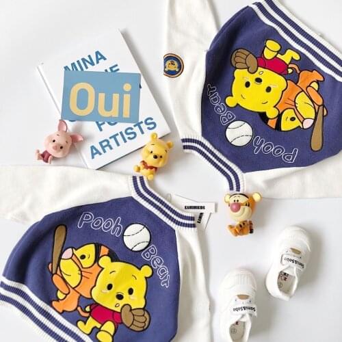 Boys Autumn and Winter Jackets 2021 New Girls Cardigan Jacket Boys and Girls Jacket Thickened Cartoon Baseball Uniform Jacket