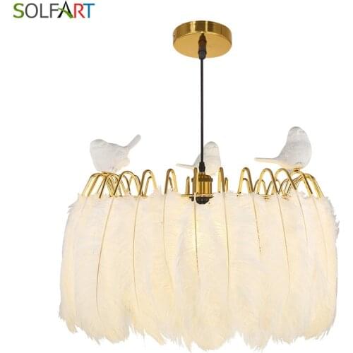 Feather Pendant Lights Hanging Light Birds Bedroom Suspension Wedding Lighting Fixture For Bedroom Droplights Kids Room