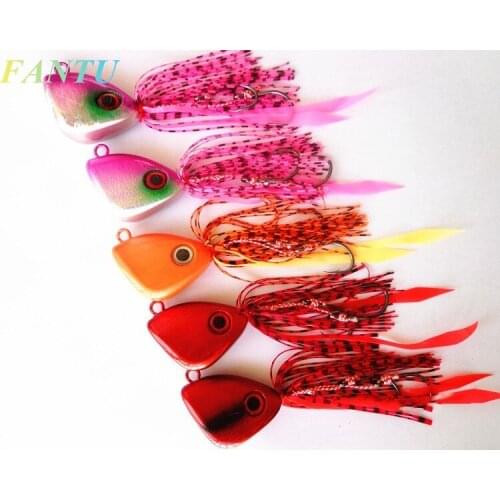 FANTU Fishing Boat Lure 150g Lead Head Fish Sea Fishing Rubber Jig Spinnerbait With Skirt 3/0# Hook