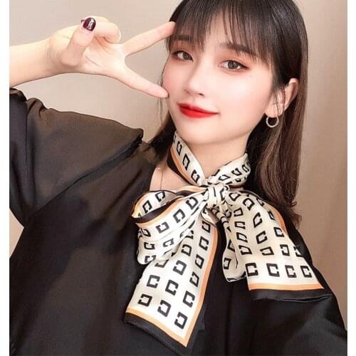 Letters Print 100% Silk Neck Head Hair Scarfs Double Layer Fashion Ring Scarf Wraps 145*15cm