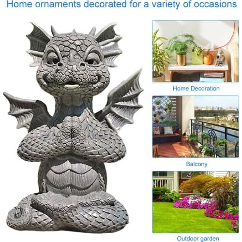 Garden Decorations, Toothless Fairy Statue Meditative Dinosaur-Shaped Resin Statue Sculpture Decorative Tool for Backyard Park
