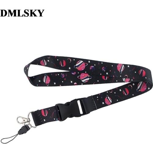 DMLSKY Space planet Lanyard Keychain Lanyards for keys Badge ID Mobile Phone Rope Neck Straps Accessories Gifts M3867