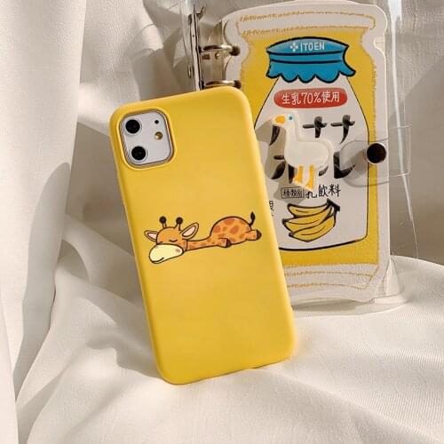 Yellow Giraffe Phone Case For iPhone X XS Max XR 11 12 Pro Max Soft Silicone Cover For iPhone 7 8 6s Plus SE 2 Cute Cartoon Case
