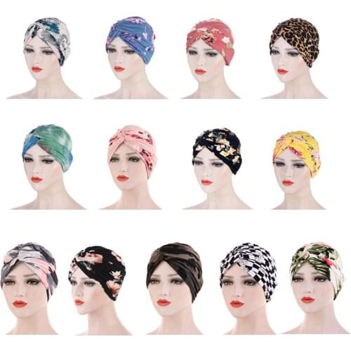 Fashion Bohemian Print Inner Caps for Hijab Bonnet Forehead Cross Muslim Turban Africa Wrap Head Scarf Islamic Hijabs Turbante