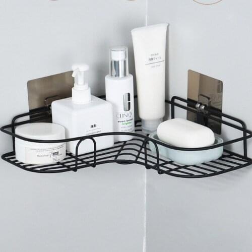 Traceless Corner Storage Rack Nail-free Shower Shelf Organizer for Kitchen Bathroom Decoration