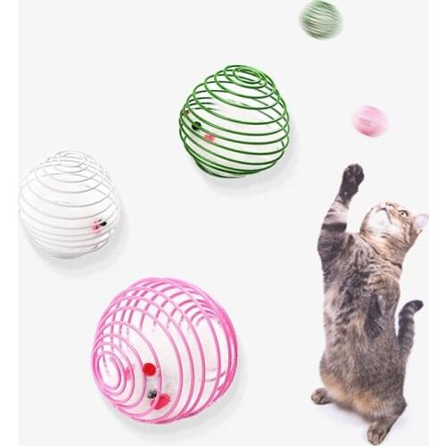 Cat Spring Toys Wide Durable Heavy Gauge Plastic Colorful Springs Cat Toy Playing Toys For Kitten Pet Accessories Random Color