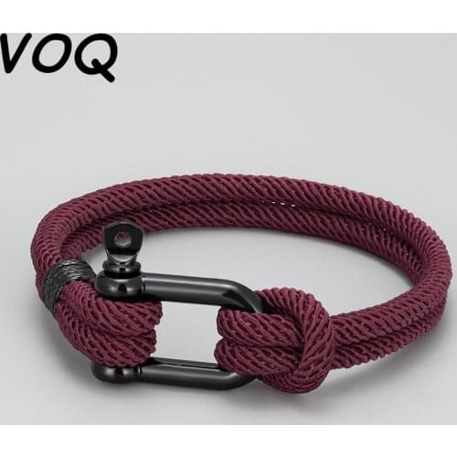 VOQ New Outdoor Style U-shaped Survival Buckle Bracelet Hand Made Milan Rope Bracelets Fashion Friendship Jewelry Wholesale