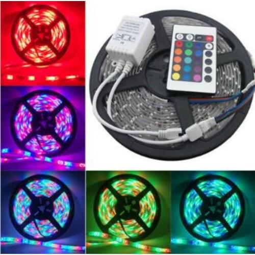 High quality No-Waterproof 3528 SMD RGB LED Strip Light DC 12V 5 meters 60led/m LED Flexible Light Strip with remote controller