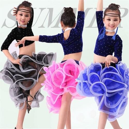4 PCS Adult/Children Salsa Dresses Cha Cha/Rumba/Samba/Latin/Ballroom Dance Skirts Women/Girls Roupa De Dance Skirt Vestido 17