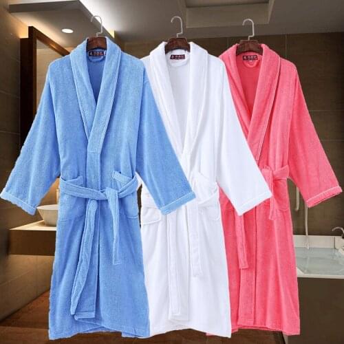 Women bathrobe cotton towel fleece Sleepwear Long thick robe hotel spa long nightgown Female Pajamas kimono robes thick winter