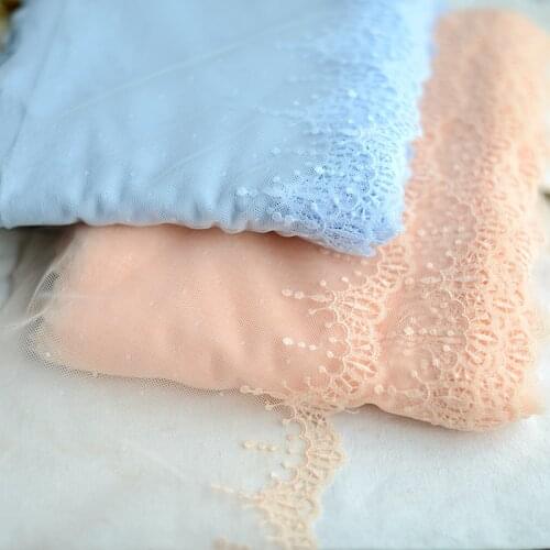 1 Meter Blue Pink Handmade DIY Clothing Accessories Wedding Floral Embroidery Lace Fabrics Curtains Sofa Sewing Lace Trim 16cm