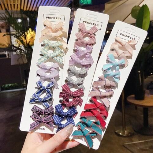 10 Pcs/Set Baby girl Hair Clips Lattice Dot Kids BB Clips Barrettes Colorful Bows Children Hairpins Baby Hair Accessories