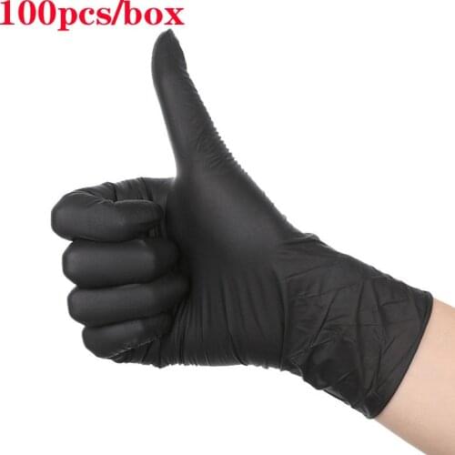 100pcs/box Black Latex Gloves Disposable Free Powder-Free Exam Nitrile Gloves Kitchen Laboratory Cleaning Gloves Household XL