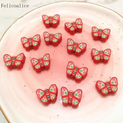 1000pcs 10mm Assorted Colors Butterfly Animal Polymer Clay Beads For DIY Necklace Bracelet Earring Jewelry Findings Making