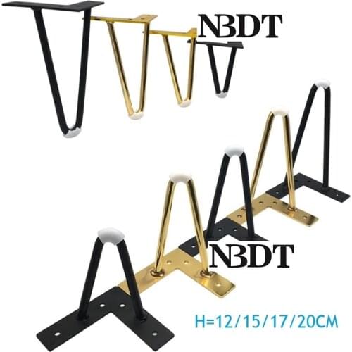 2Pcs/Lot Steel Sofa TV Cupboard Cabinet Bed Hairpin Leg Feet Coffee Tea Bar Stool Chair Black Gold