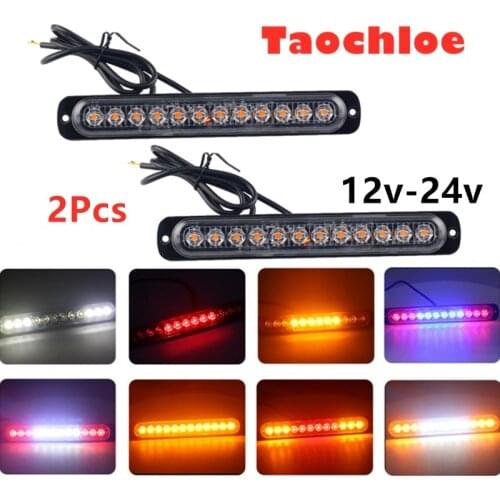 2x 12V-24V 12led truck Stroboscopes Police Flasher lamp Motorcycle Strobe Light Led Flashlight Car Flashing Light Red Blue Amber