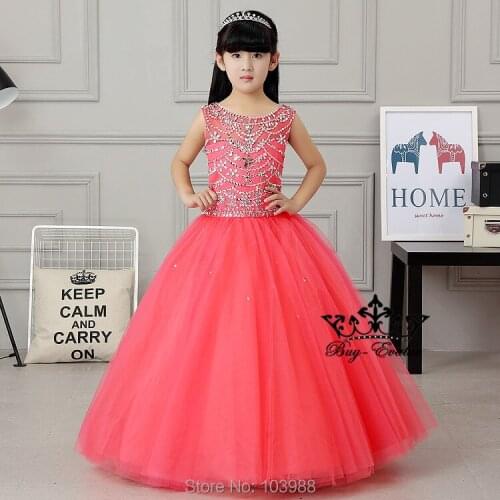 2019 100% real photo free shipping beading ball gown Flower Girl Dresses Floor Length wedding Christmas gift birthday dress