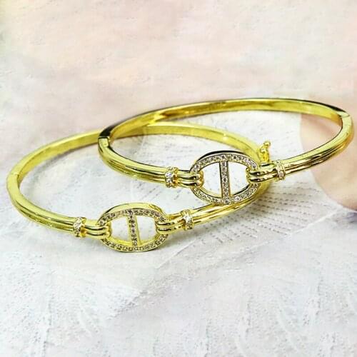 5Pcs Punk bangle Zircon charms bangle Gold color bangle Metal bangle jewelry fashion bangle for women jewelry Bangle 51443
