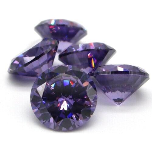 50pcs AAAAA Grade Round Amethyst Cubic Zirconia Loose CZ Stones Brilliant Synthetic Gems Beads For Jewelry Making 3.5-16mm