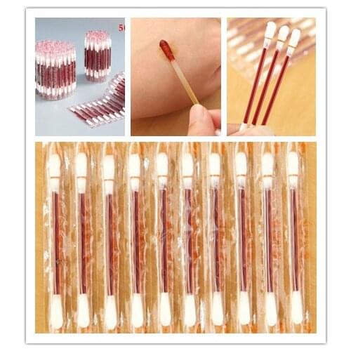 50PCS Cotton Swab Medical Alcohol Disposable Emergency Cotton Stick Iodine Swab Disinfected Swab for Children Adults Baby Hot