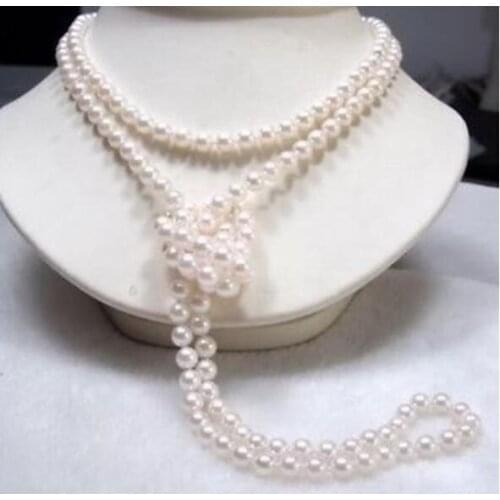 7-8mm White FW Cultured Pearl Necklace 50inch