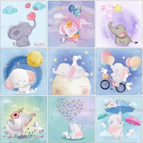 DIY 5D Diamond Painting Cartoon Baby Elephant Full Square/Round Drill Animals Illustration Embroidery Rhinestone Kit Child Gift