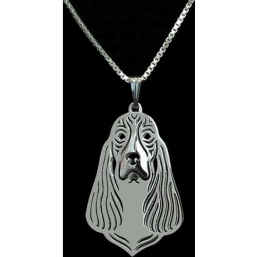 English Springer Spaniel -Gold and silver pendant and necklace jewelry Simple abstract animal