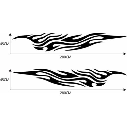 Car Side Stickers Flame Pattern Waistline Stripe Sticker Racing Sports Decal Auto Vinyl Film Stickers Universal Car Accessories