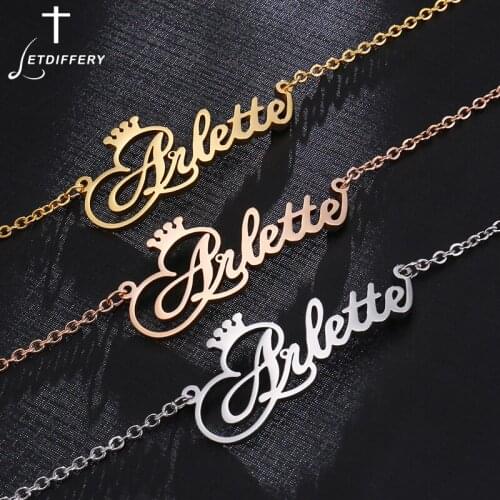 Letdiffery Custom Names Crown Bracelet Stainless Steel Gold Personlized Nameplate Men Women Birthday Anniversary Jewelry Gift