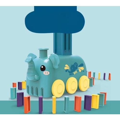 D7WF Domino Train Toy Stacking Block Set Domino Building Block Brain Developmental Electric Car Cartoon Block for Kids Age3