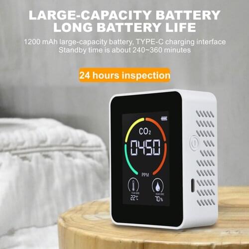 Air Quality Monitor CO2 Air Detector Carbon Dioxide Detector Temperature Humidity Sensor Real Time Reading
