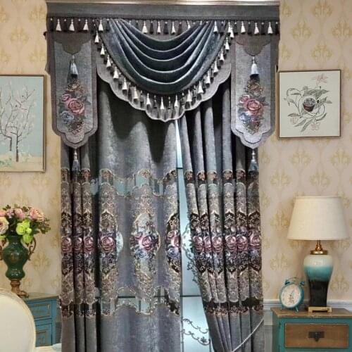 European/American Royal gray brownLuxury embroidered curtains for Daring Room window curtain Bedroom curtain kitchen/Hotel