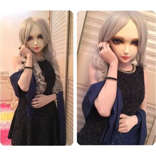 GL008)Female Sweet Girl Resin Half Head Kigurumi BJD Mask Cosplay Japanese Anime Role Lolita Lifelike Real Mask Crossdress Doll