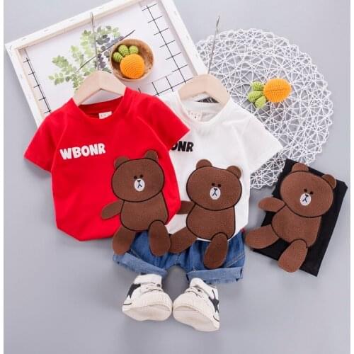 Summer Children Casual Clothes Suit Toddler Baby Boys Clothing Sets Infant Short Sleeve Cotton Cartoon Bear T Shirt Shorts