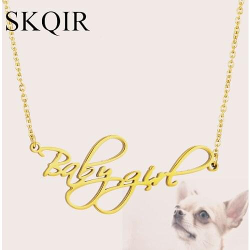 Customized Name Necklace for Women Men Personalized Babygirl Stainless Steel Word Chain Necklace Custom Name Neck Jewelry Gift