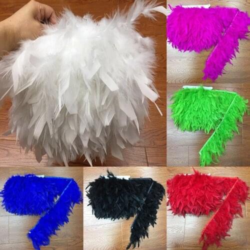 Beatiful High Quality 1Yards 13-18cm/5-7inch Turkey Feather Ribbon Turkey Feathers Trim Fringe Clothing Decoration Plume Trim