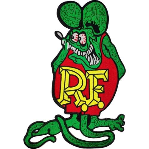 Horror Cartoon Rat Fink Embroidery Patch Appliqued Iron on Motorcycle Bikers Accessories Vests Jackets DIY Jacket Customized