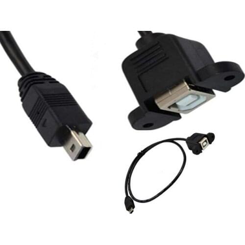 LBSC 50cm USB 2.0 B Female socket Printer Panel Mount to mini USB 5p 5 pin male cable
