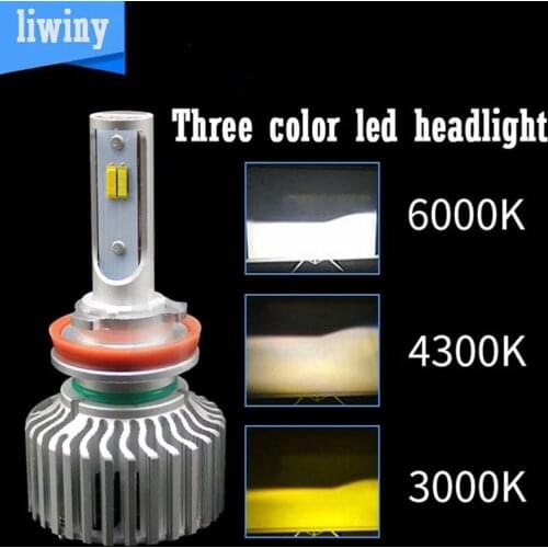 Liwiny Automobile LED Headlights Three Color Temperature High And Low Beam Super Bright Explosion Flash LED Lights 9004 880
