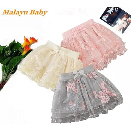 Malayu Baby Kids Clothing Girls Skirt 2021 Spring Summer New Lace Tutu Cute Girl Bowknot Mesh Casually Match Child Clothes