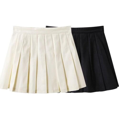Sweet Women Soft Cotton High Waist Skirt 2021 Summer Fashion Ladies College Style Skirt Female Solid Color Mini Pleated Skirt